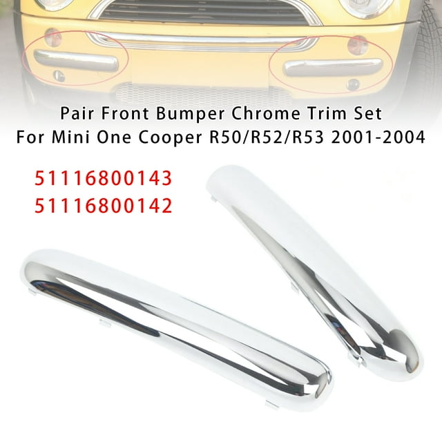 Paire Pare-Chocs avant Garniture Chromée Ensemble pour Mini One Cooper R50/R52/R53 2001-2004