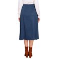thumbnail image 3 of INSPIRE CHIC Faux Suede Midi Skirt for Women's Casual Fall Winter A Line Skirt - Trendy Elastic Waist Design XL Navy Blue, 3 of 6