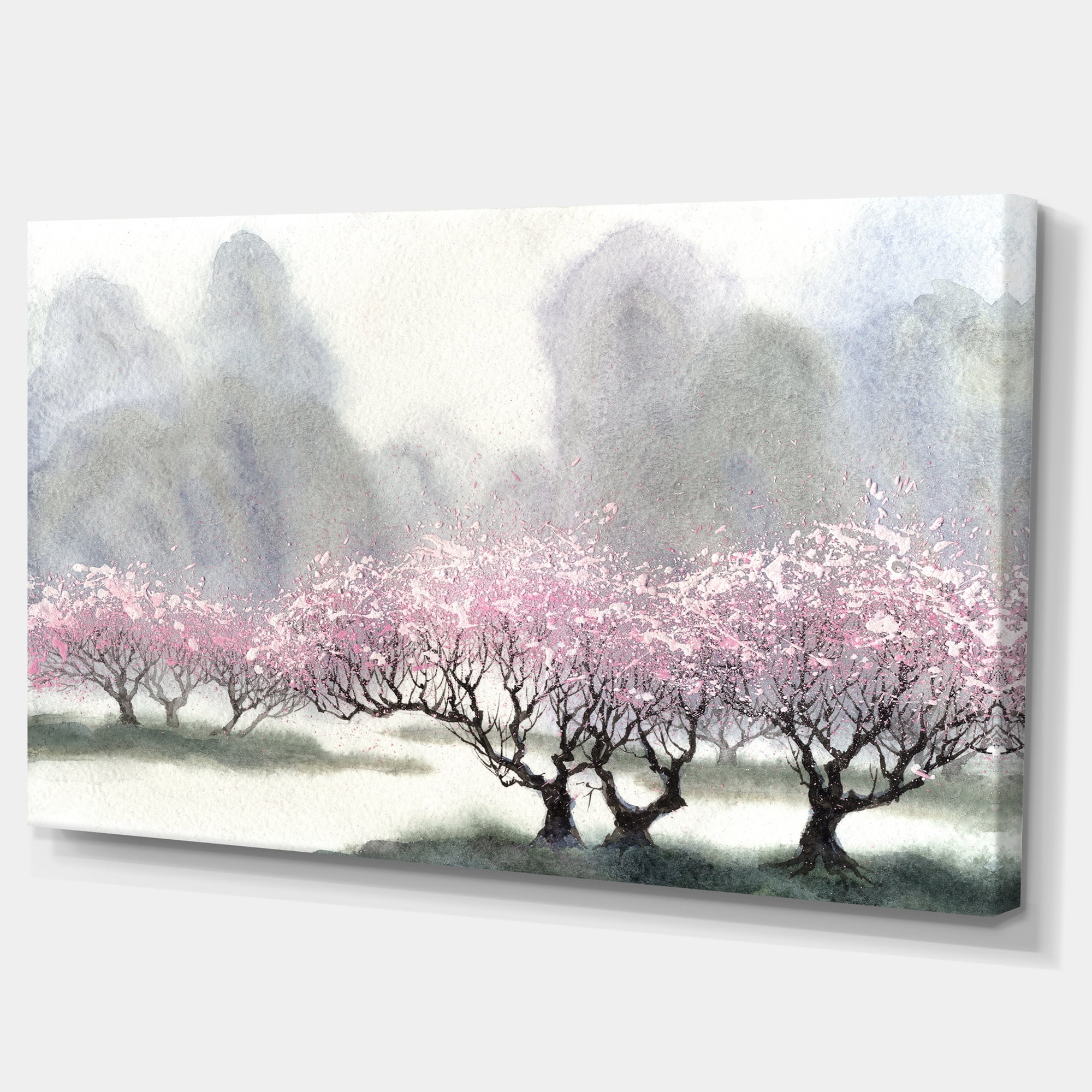 Designart 'Flowering Trees at Spring ' Landscape Art Print Canvas