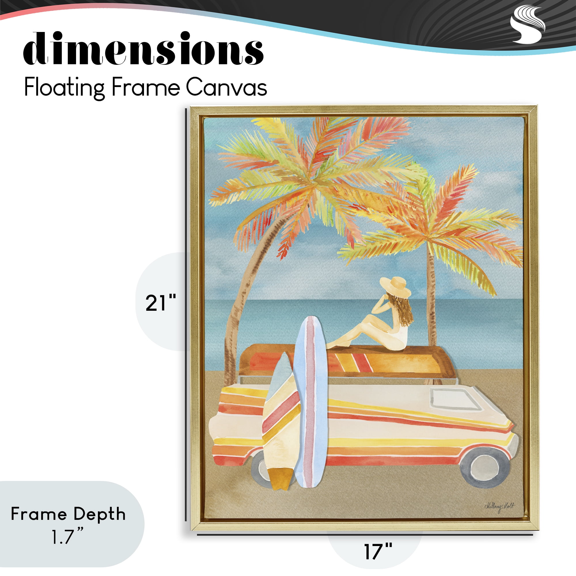Stupell Industries California Road Trip Gold Framed Floater Canvas Wall Art, design by Hillary Holt