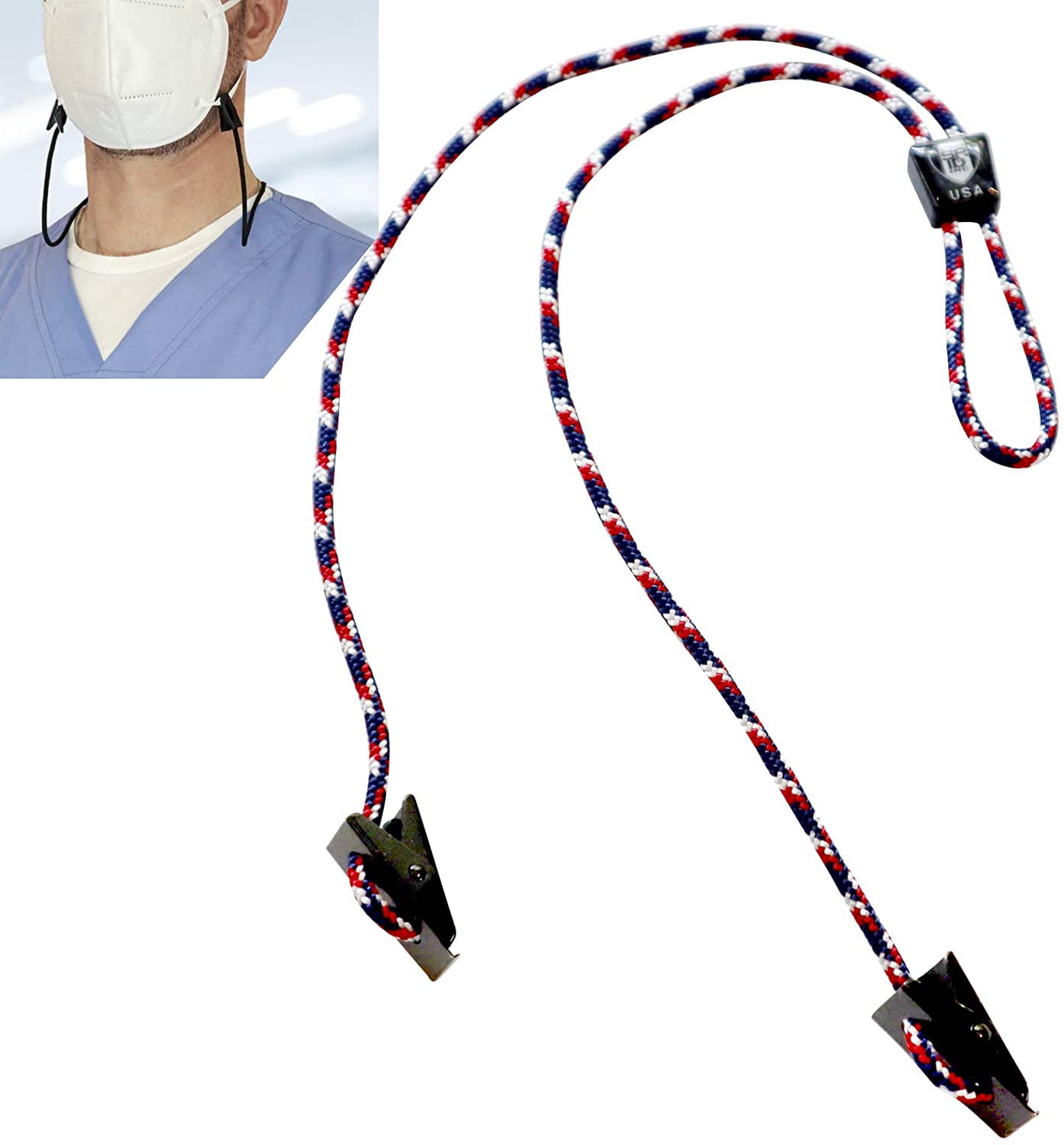 USA Made Face Mask Lanyard Adjustable Length Heavy Duty Neck Strap