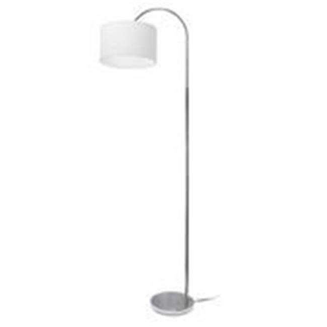 Lampe de Sol Arquée Base et Poteau en Nickel Brossé avec Abat-Jour Blanc TC
