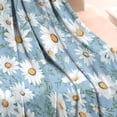 thumbnail image 3 of Lightblue Daisy Flower Green Leaves Pattern Blanket,Comfortable Soft Flannel Throw Blanket,All Season,Warm Lightweight Blankets for Sofa Bed Couch Living Room Chair,50"x60", 3 of 4