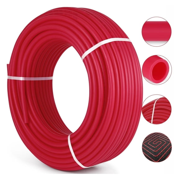 3/4" x 300ft PEX Tubing - Red PEX-B Pipe for Hydronic Radiant Floor Heating - Flexible PEX Tube for Hot & Cold Water Systems