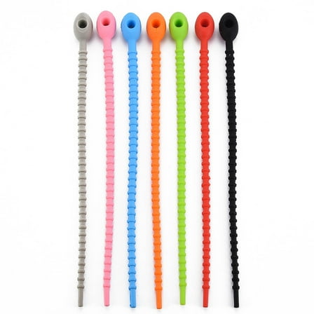 Silicone Cable Ties Tie Wraps Reusable Zip Ties Mixed color 214x13.5x12mm Hole: 3mm