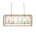 thumbnail image 6 of DecMode 48" x 18" Gold Metal Distressed Caged 8 Light Chandelier with Link Style Chain, 1-Piece, 6 of 11