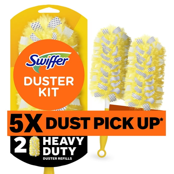 Swiffer Dusters Cleaning Kit, Feather Duster Alternative, Unscented, Includes 1 Handle   2 Refills