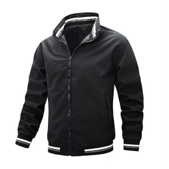 Chaqueta de hombre con cuello alto de moda casual a rayas.