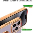 thumbnail image 3 of for Purple iPhone 15 Pro Case with Ring Holder Kickstand [with Magnetic] Soft TPU Bumper, Glitter Gold Electroplated Cover Full Camera Protective Phone Case for iPhone 15 Pro 2023, 3 of 14
