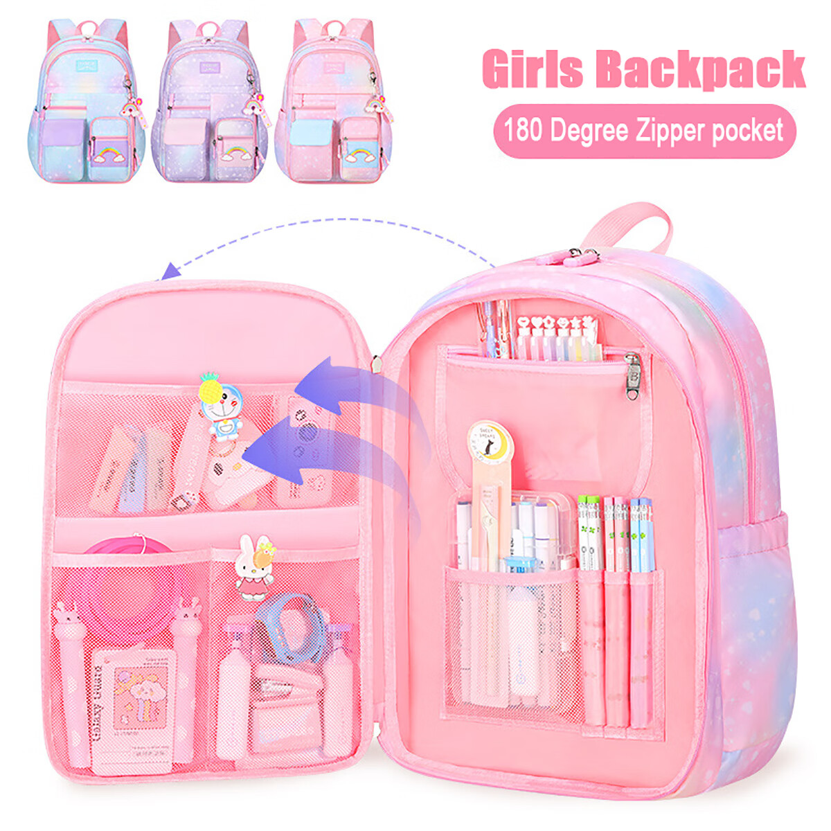 Tancuzo Backpack for Girls Cute Book Bag with Compartments Elementary