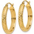 thumbnail image 3 of 14K Yellow Gold Diamond-Cut 3.5X22mm Hollow Hoop Earrings (22 X 3.5) Made In Peru tc807, 3 of 6
