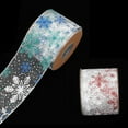 thumbnail image 3 of Gift wrap ribbons, 10 Yards Organza Ribbon Snowflake Wired Sheer Glitter Ribbon Christmas Wired Ribbon Snowflake Organza Sheer Glitter Ribbon for Xmas Tree, Wreath, Party Decoration, Gift Wrapp.（blue）, 3 of 4