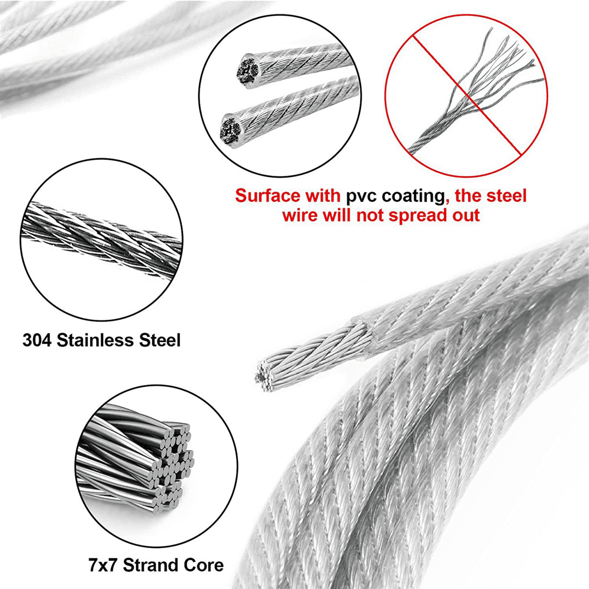 8 Pack Adjustable Picture Hanging Wire Heavy Duty Supports 50 Lbs Hanging Hardware, 2M X 1.5mm Stainless Steel Wire Rope