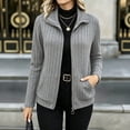 thumbnail image 2 of Sorvello Women's Full Zip Up Cardigan Sweater Lightweight Casual Long Sleeve Jackets with Pockets Gray XL, 2 of 4