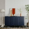 thumbnail image 3 of Lunale 59.84" Modern Lacquered Storage Cabinet with 4 Doors, Sideboard Buffet Cabinet for Living Room, Kitchen, Blue, 3 of 7