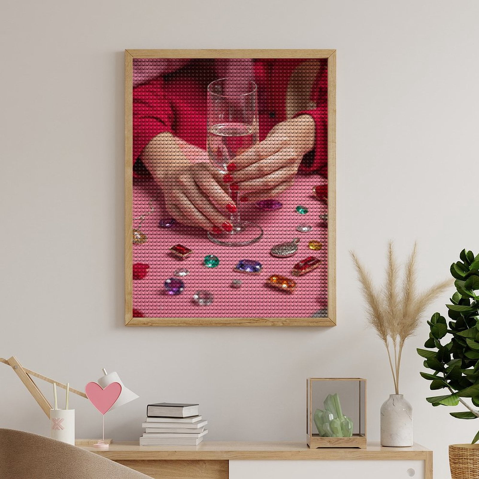 Diamond Art Kits for Adults - Glass Gems Red Nails Tabletop 5d Diamond Painting for Adults, Diamond Art for Adults Beginners, Frameless Diamond Painting Kits for Adults for Home Wall Decor