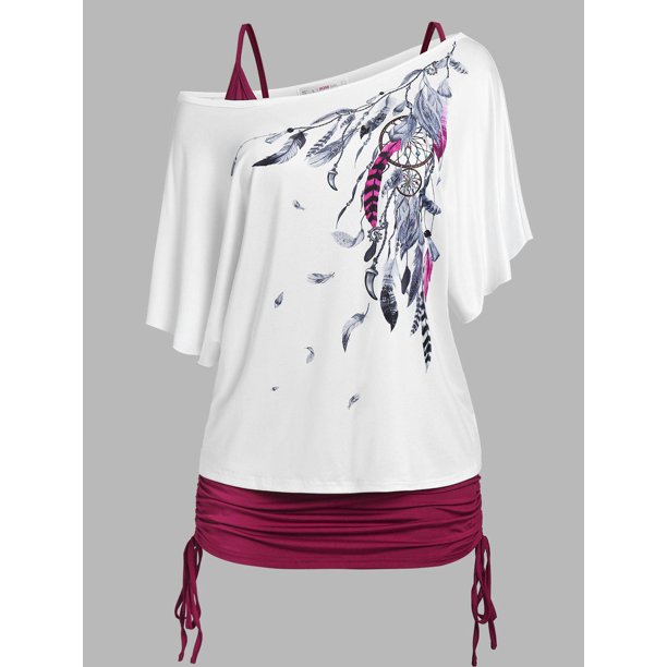Conjunto Top Talla Extra Manga Abombada y Cordones Rosegal Camisetas tallas grandes
