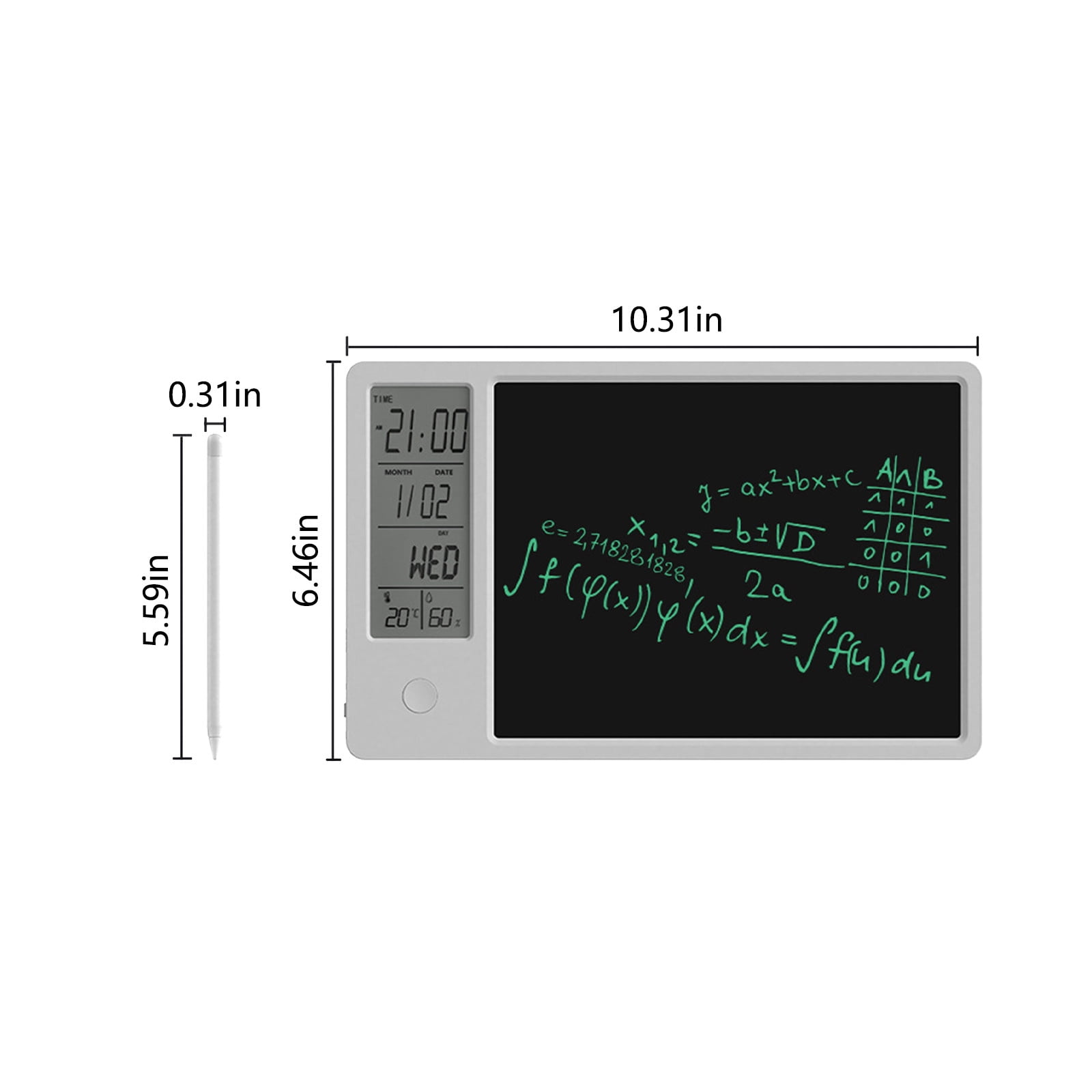 lulshou 10inch Calendar Temperature and Humidity LCD Writing Tablet Intelligent Home Memo Desktop Office Electronic Calendar Memo with Alarm Clock Function