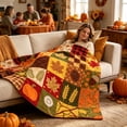 thumbnail image 6 of Fall & Thanksgiving Throw Blanket, Orange Pumpkin Sunflower Leaves Super Soft Warm Plaid Blankets for Couch Sofa, Lightweight Fluffy Plush Bed Throws (27.6" x 39.4"), 6 of 7