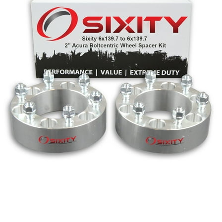 Sixity Auto 2 pc 2" 6x139.7 Wheel Spacers compatible with Acura SLX M12x1.5mm 1.25in Studs Lugs