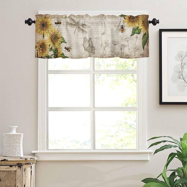 Rectangular Valencerod Valence Curtains For Living Room Farmhouse Valance Curtain – Black ...