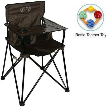 ciao baby - Portable High Chair with Rattle Teether Toy - Chocolate