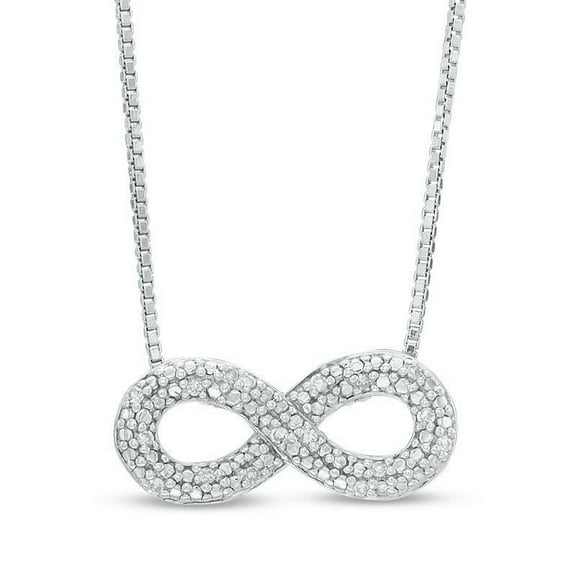 Sterling Silver Infinity Pendant Necklace with .2 cttw Diamonds - 18”