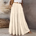 thumbnail image 5 of Women's Skirts Boho Elastic Waist A-Line Maxi Skirts Summer Swing Long Skirt with Pockets For Beach Vacation, 5 of 5