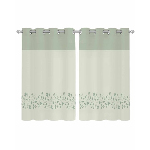 Sage Green Botanical Sheer Curtains 39 Inch Length 2 Panels Set for Living Room/Bedroom, Spring Floral Leaf Kitchen Curtains Grommet Semi-Sheer Curtains Drapes Voile Window Treatments 27.5"x39"x2
