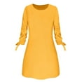 thumbnail image 4 of Cheers Robe Courte Ample Décontractée de Voyage et de Bureau pour Femmes, Couleur Unie, Nœud, Manches 3/4, Col Rond, 4 of 6
