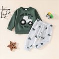 thumbnail image 4 of TOWED22 Toddler Baby Boy Clothes Print Graphic Long Sleeve Sweatshirt Top Pants Set 2Pcs Fall Winter Outfit, 4 of 9