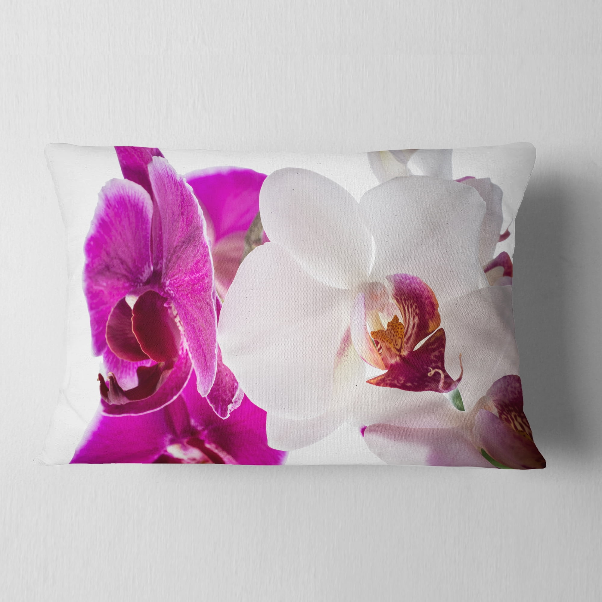 Designart Blooming Orchid Flowers - Abstract Throw Pillow - 12x20