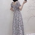thumbnail image 4 of Fashion Square Collar Printed Loose Folds Puff Sleeve Long Dress Female Clothing 2024 Summer New Office Lady Floral Dress, 4 of 6