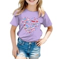 thumbnail image 4 of Povozer 4th of July Shirts for Girls Clothes 250 Anniversary Usa Kids Shirt Childrens Independence Day Printed T Shirt Girls Boys Comfortable Short Sleeved Top Size 2-3 Years,Purple, 4 of 5