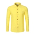 thumbnail image 3 of LIIPEE Men Shirts Casual Long Sleeve Lapel Solid Color Linen Cardigan Shirt Male Loose Fit Fashion Buttons Tops Comfortable Breathable Soft Daily Shirts,Yellow,XL, 3 of 9
