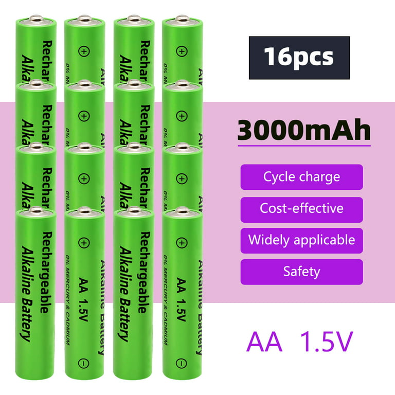 1.5V Alkaline AA Rechargeable Battery Cell, 16PCS 