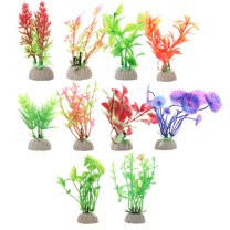 10 Pcs Decor Fish Tank Decors Faux Plant Accessories Assorted Aquarium Decoration Plastic