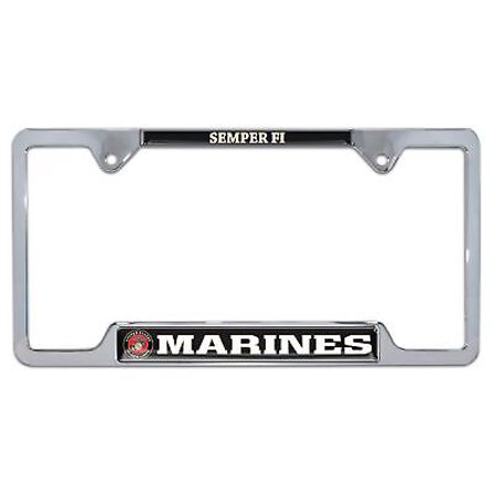 U.S. Marines Semper Fi Chrome Open Metal License Plate Frame