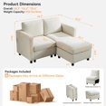 thumbnail image 6 of Modular Sectional Loveseat Sofa with Storage, Comfy Office L Shaped Sofa Couch, Chenille Love Seat Modular Sectional Couch with Movable Ottoman for Living Room, Bedroom, Beige, 6 of 6