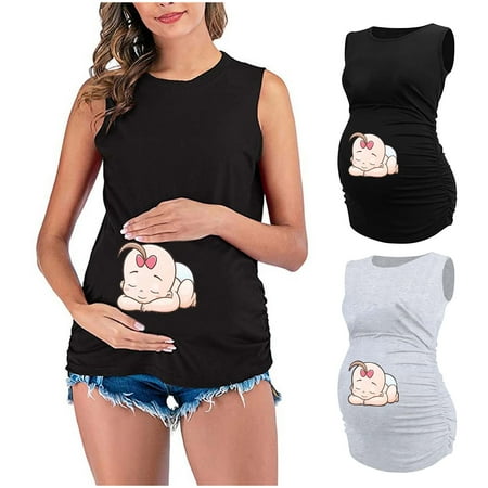 

Tejiojio Maternity/Labor/Nursing Clothing Clearance Maternity Womens Print Maternity Dress Large Size Maternity Vest