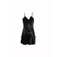 thumbnail image 2 of Vestido de noche de satén sexy para mujeres con encaje, pijama, vestido deslizante, negro, talla M, 2 of 6