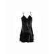 thumbnail image 2 of INSPIRAR CHIC Mujeres Satén V Cuello Floral Encaje Trim Ropa de Dormir Noche Vestido de Deslizamiento Pijama Negro-encaje M, 2 of 6