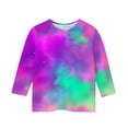 thumbnail image 5 of Kids T-Shirts Tie Dye Printed 3/4 Sleeve Crewneck Dressy Casaul Blouse Girls Pullover Tops,4 Years, 5 of 5