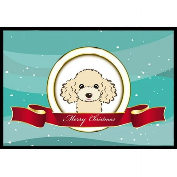 Caroline's Treasures BB1568MAT Buff Poodle Merry Christmas Door Mat, Indoor Rug or Outdoor Welcome Mat 18x27 Doormat ,