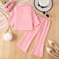 thumbnail image 5 of Gaexia Girls Fall Two Piece Outfit, Long Pants with 3D Floral Embroidery, Cute Toddler Little Girl Casual Set, 5 of 6