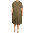 thumbnail image 4 of Women's Elegant Plus Size Midi Dress A-Line Design with Short Sleeves, 4 of 5