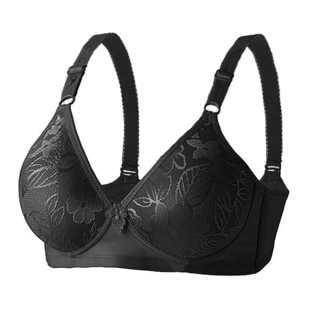 SOOMLON Comfortable Bras for Women Plus Size Adjust Full Cup No Underwire Cotton Breathable Bra Push Up Bralette Female Lingerie Black M