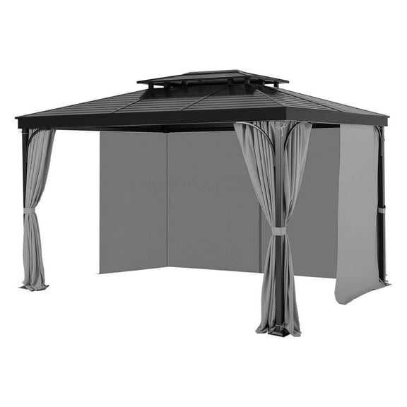 Wqmh Gazebo Curtains Outdoor, Fit 10' x 10' x 6.9' Gazebos, 4-Panel Sidewall Gazebo Privacy Curtains with Zippers, Outdoor Curtain Replacement for Patio Canopy, Only Curtain, Gray