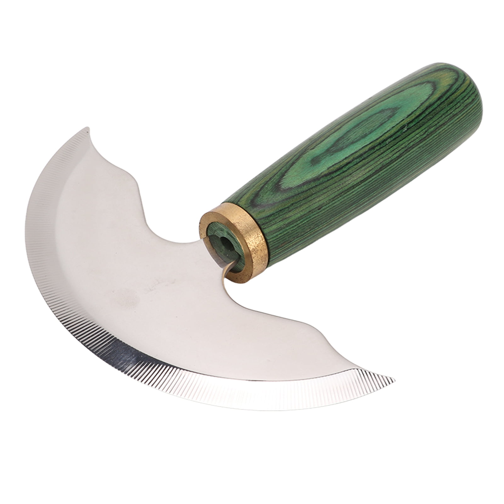 YAHHU Leather Round Head Knife Semicircle Green Wooden Handle Handmade DIY Leathercraft Skiver Trimming Knife Leather Working Tool Set 6.02 x 4.92 inches / 153 x 125 mm
