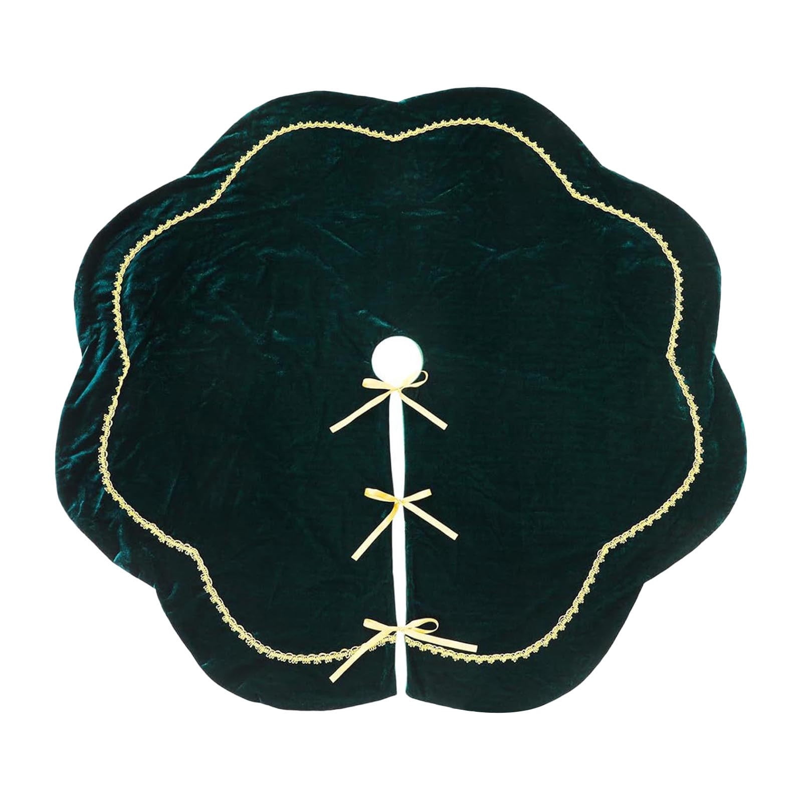 Christmas Decorations, Velvet Christmas Tree Skirt Holiday Tree Base Cover with Bow Tie Design Green Decorative Tree Skirt for Christmas Tree Ornament Display